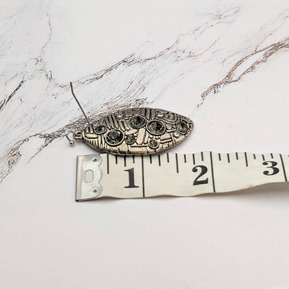 Clear Gold Dangle Earrings with Stones - Picture 2 of 4